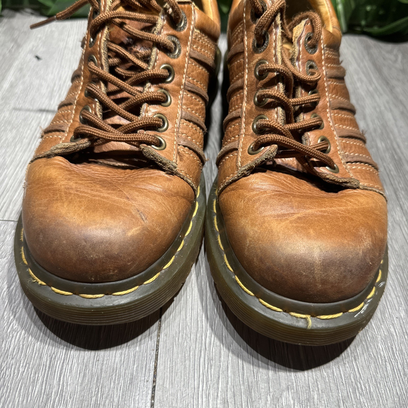 Y2K Dr Martens Chunky Oxford Shoes Brown Leather 12037 Womens Size US 7 UK 5