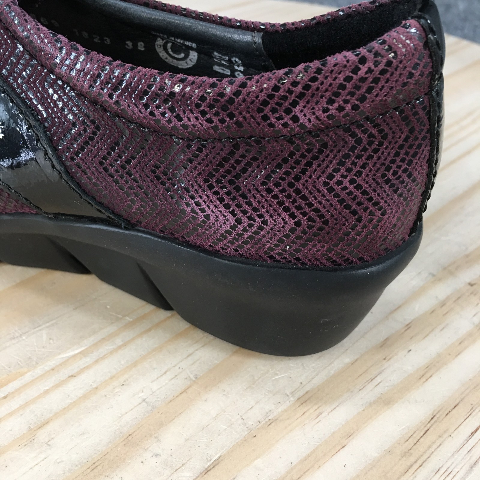 Wolky Shoes Womens 38 Purple Muse Slip On Loafer Leather Comfort Round Toe Wedge