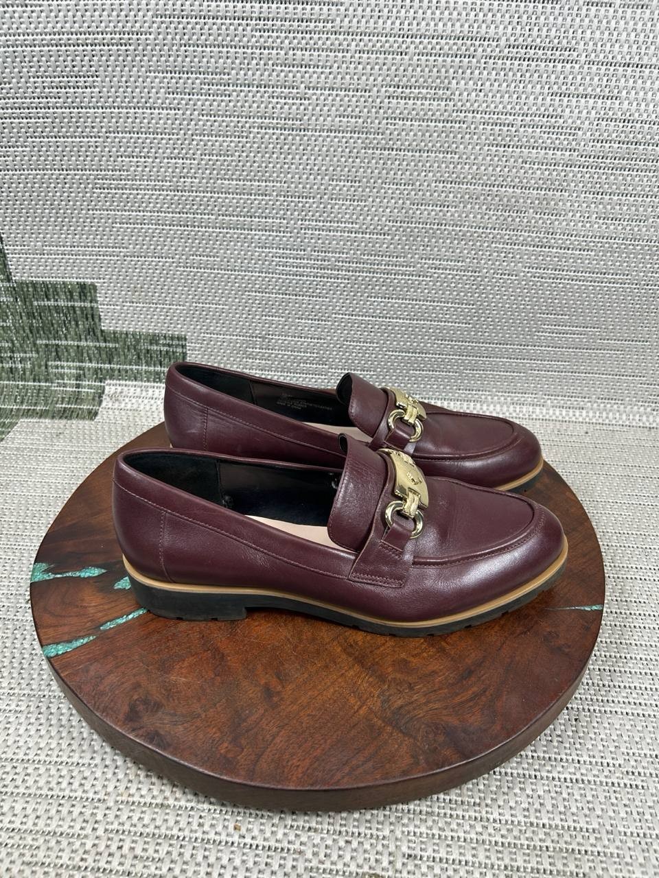 Kate Spade Shoes Womens Size 10 M Kolby Loafer Burgundy Leather Horsebit Slip On
