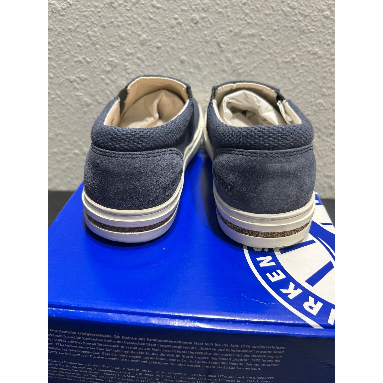 Birkenstock Oswego Slip On Shoes Womens 8 Midnight Blue Suede Textile New