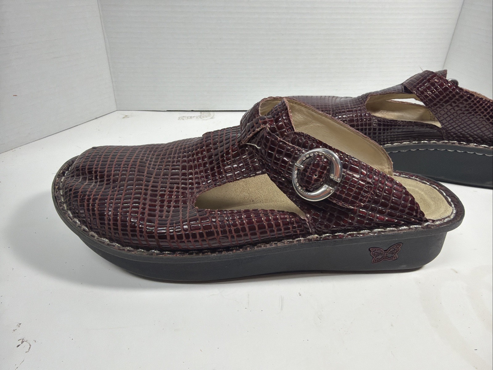 ALEGRIA ALG-232 SIZE 42 /US 11.5 WOMENS LEATHER SNAKE PRINT MARY JANE CLOG