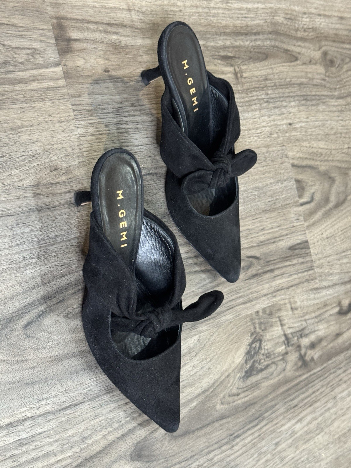 M.Gemi Black Bow Kitten Heel Mules 35 US5 Balletcore Quiet Luxury Coquette Italy