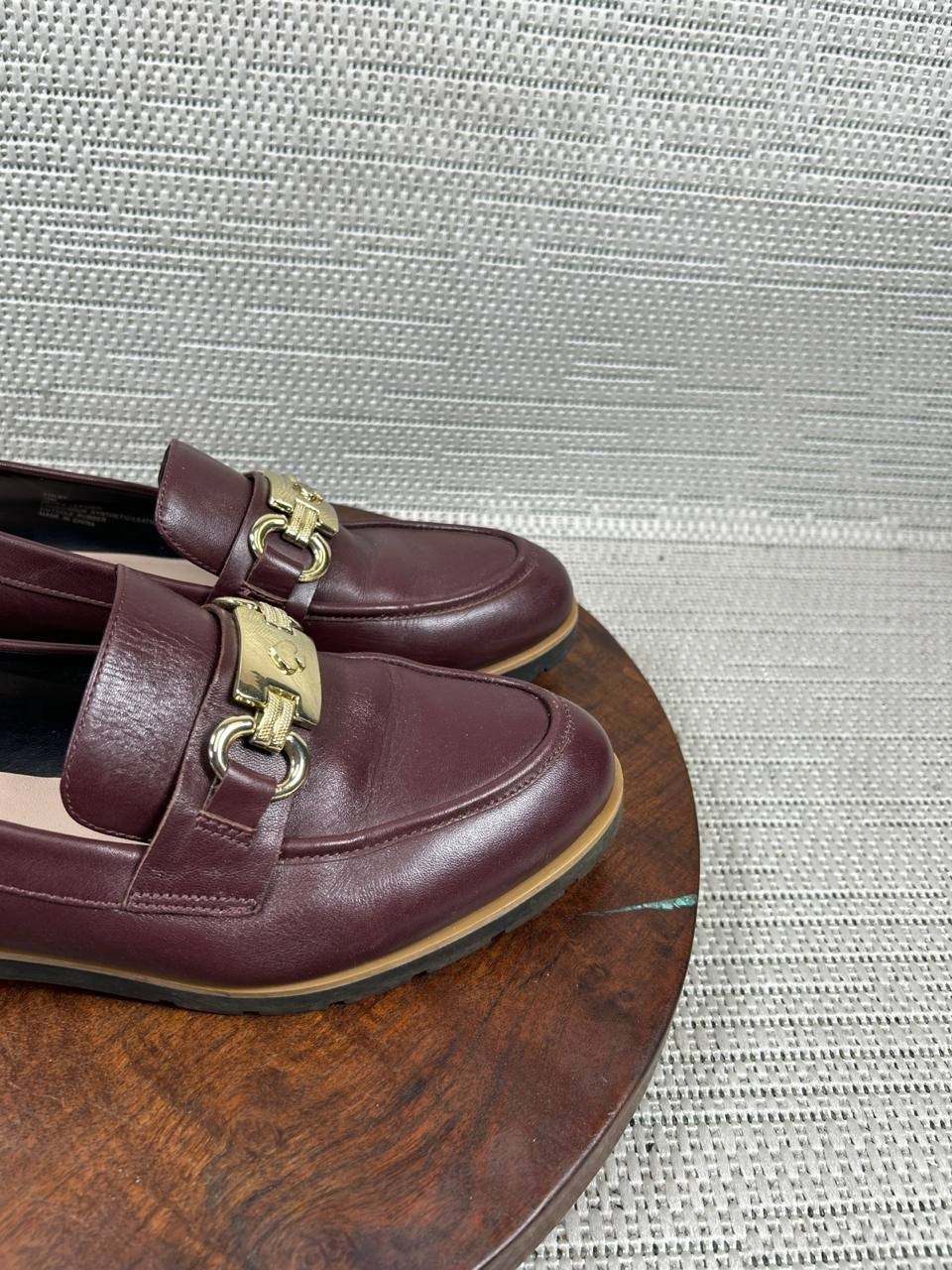 Kate Spade Shoes Womens Size 10 M Kolby Loafer Burgundy Leather Horsebit Slip On