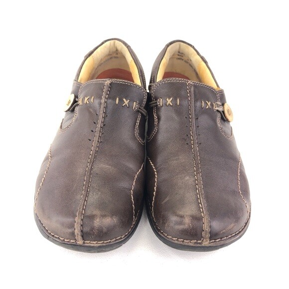 Clarks Un.Loop Slip-On Loafer Shoes Womens Size 7.5 Brown Leather Casual Comfort