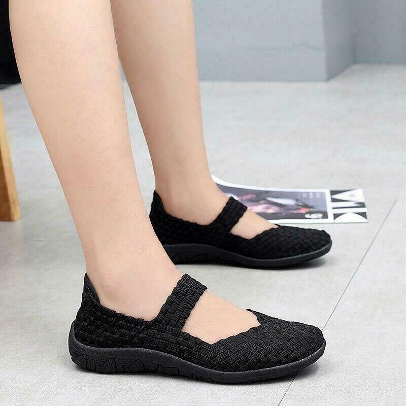 Womens Walking Shoes Slip on Woven Flat Lightweight Fashion Sneakers Weave Girl