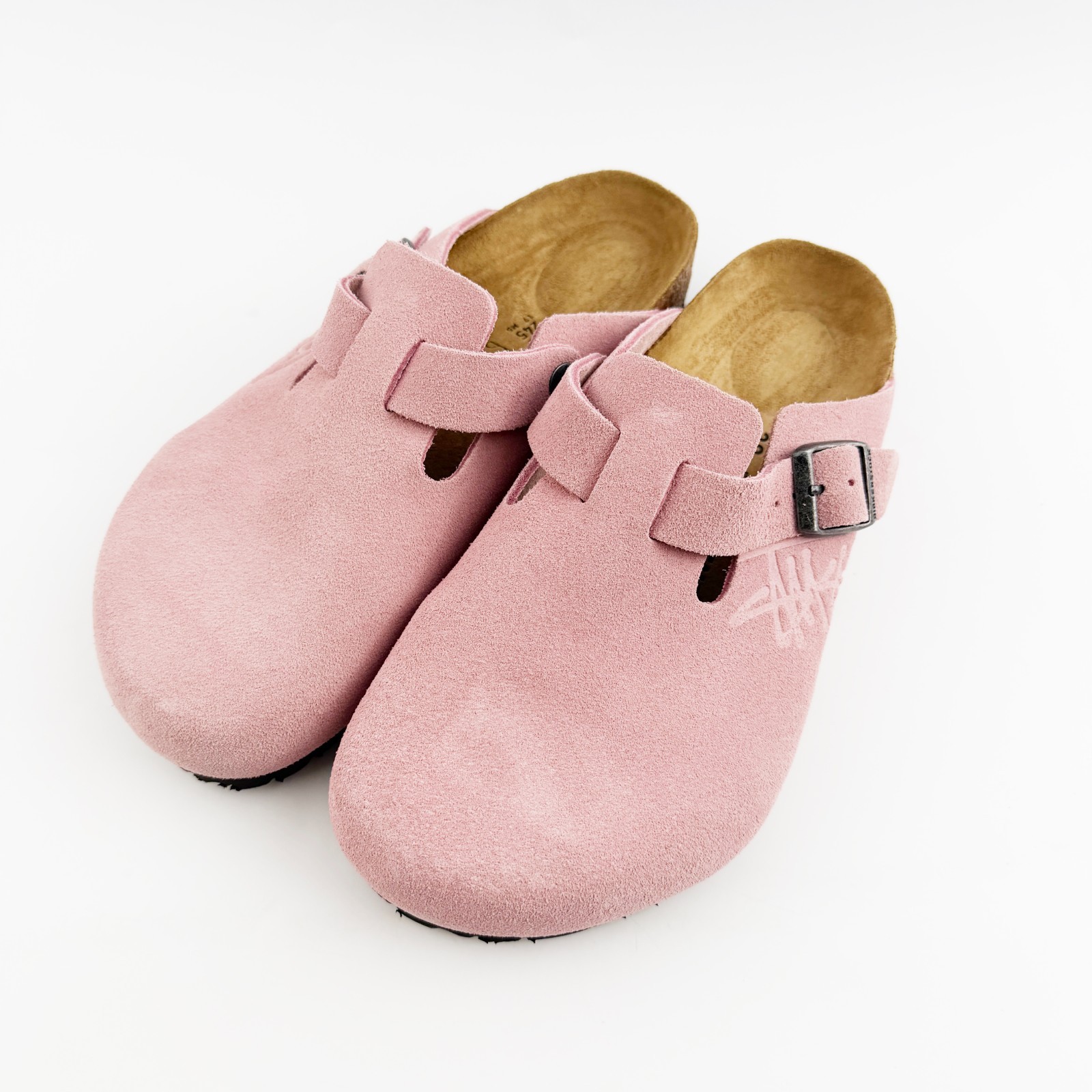 Birkenstock Stussy Boston Clog Dusty Pink Suede Leather Unisex Shoes All Size