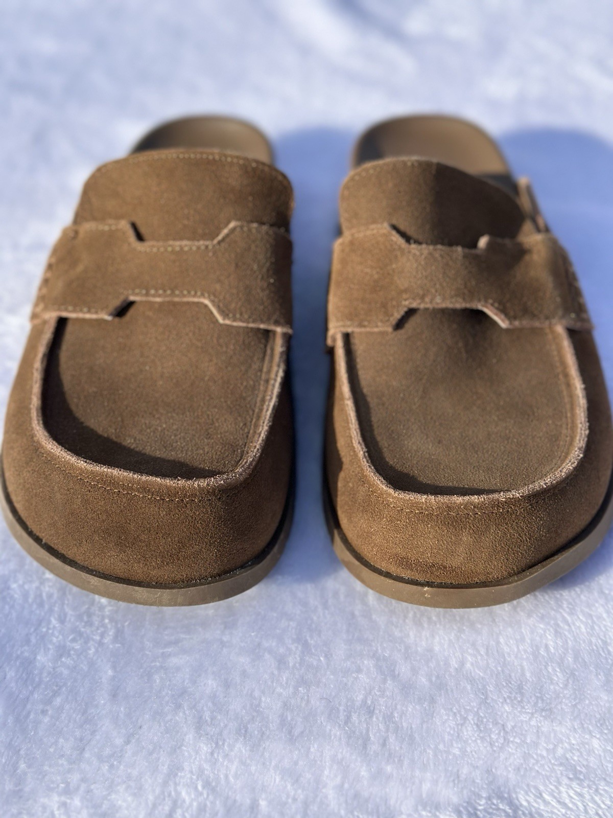 Project Cloud 100% Genuine Leather Womens Clogs Memory Foam Mule Sz 7.5 Tan