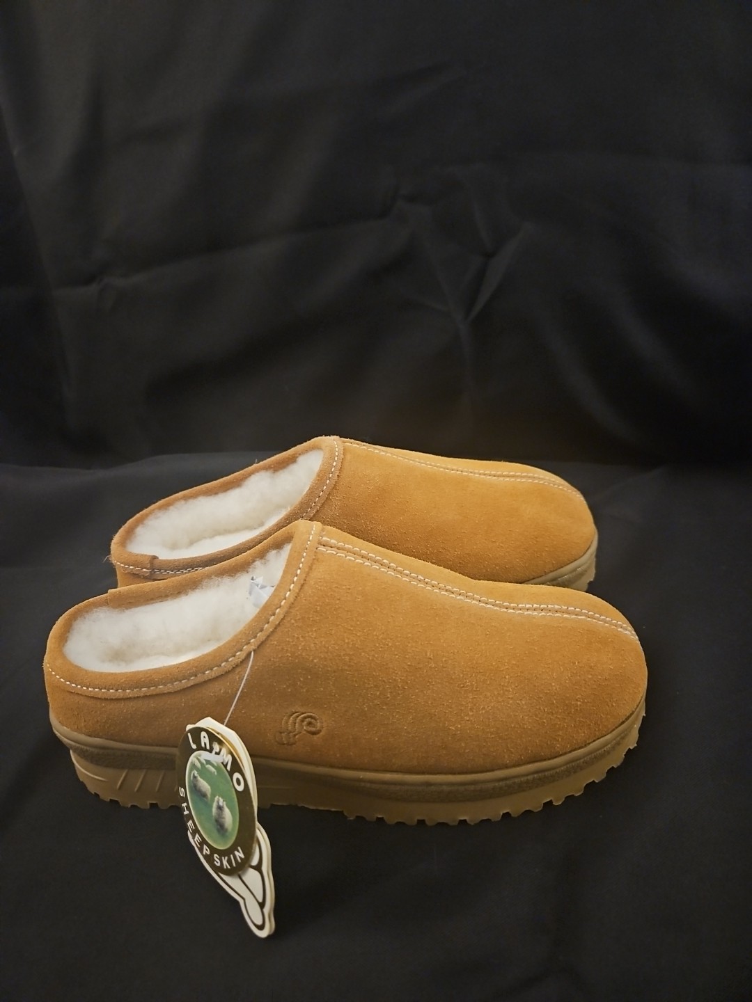 100% Lamo Sheepskin Slip On Leather Clogs/Slippers Tan Womens 6 Nwd(small Defec