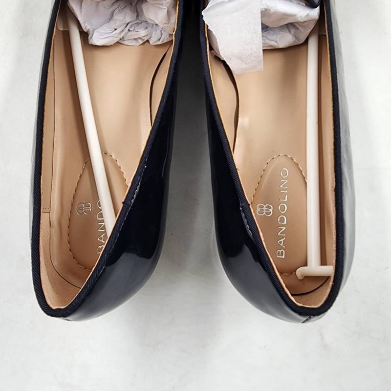 Bandolino Auggie Bow Pointed Toe Patent Tailored Loafers Women’s 8.5 Navy SlipOn