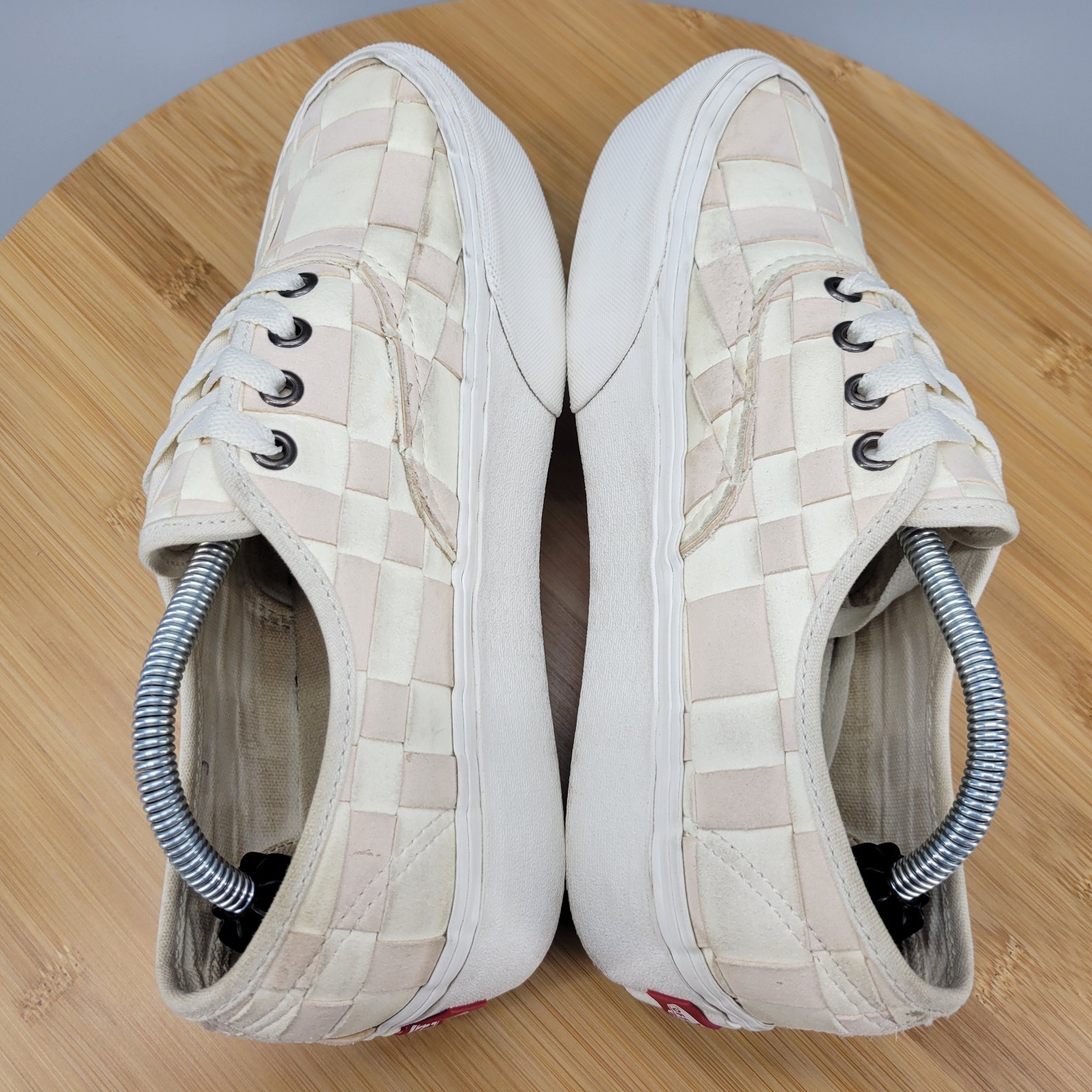 Vans Authentic Stackform Womens Size 7.5 Woven Check Pink Cream Platform Shoes