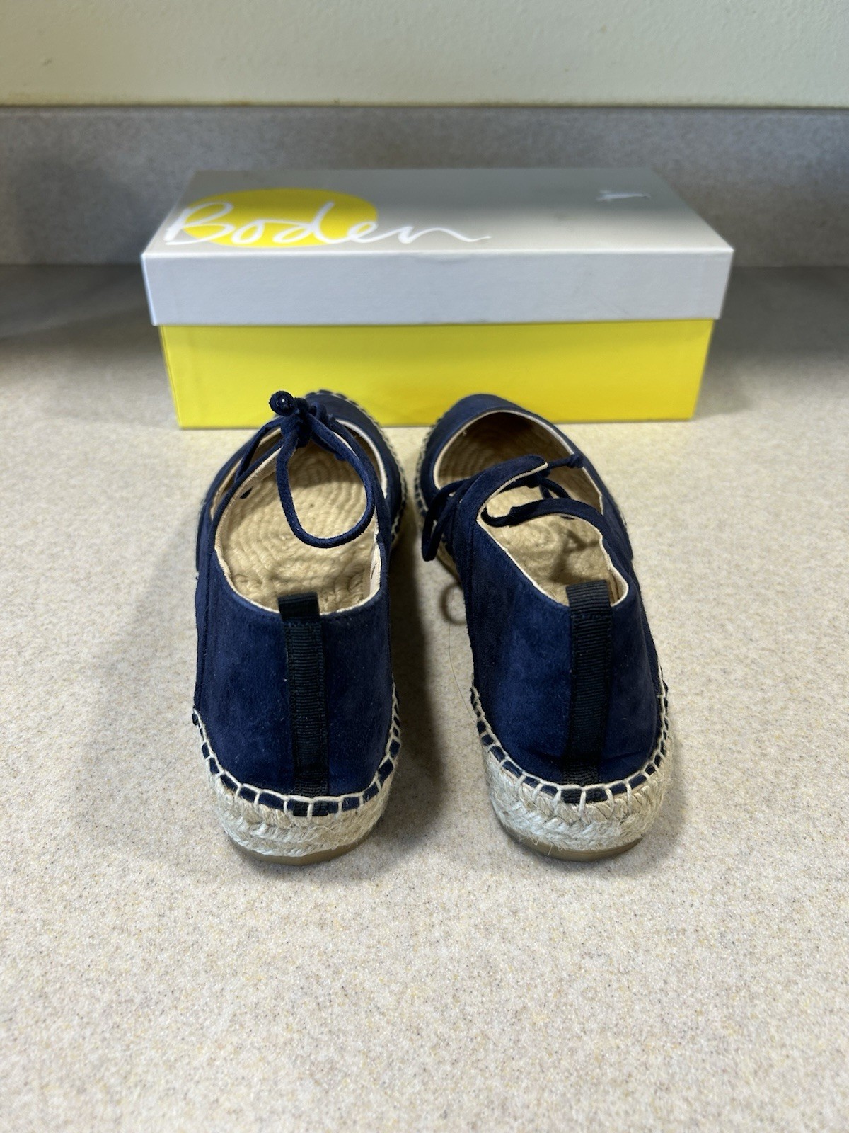 Boden Claire Espadrilles Blue Suede EU Size 38 US Size 7 NIB Coastal Beachy