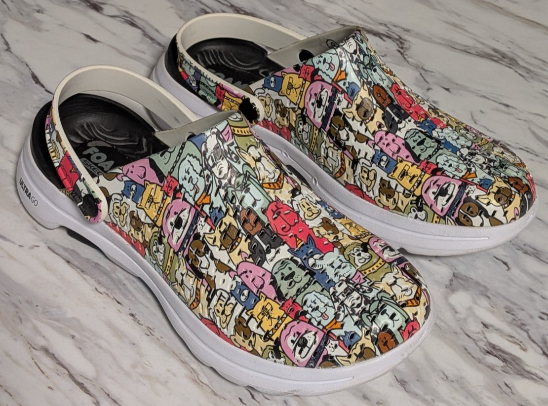Skechers Women’s Foamies Go Walk 5 Dog Lover Clogs AC2 Multicolor Shoes Size 9