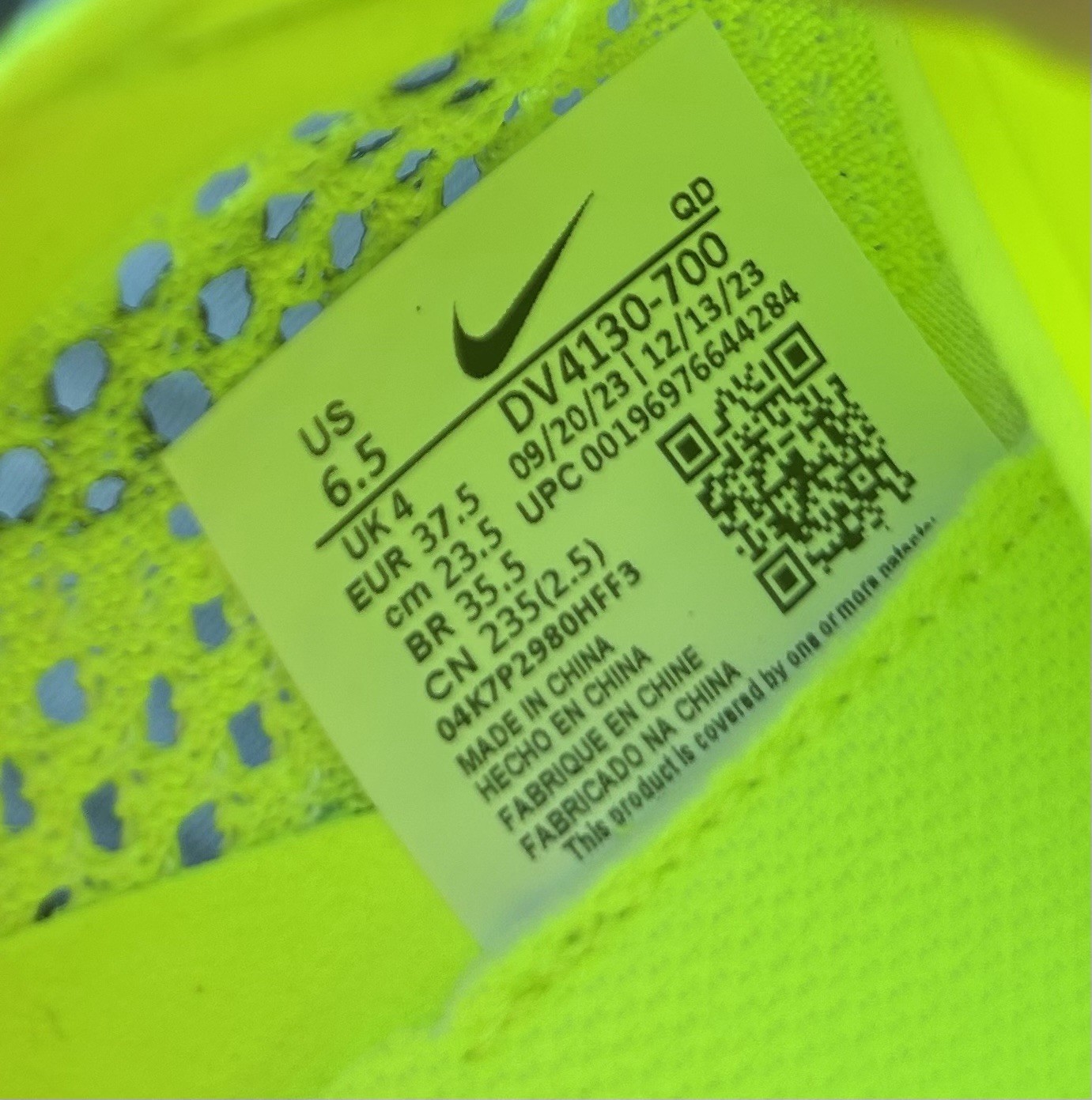 Nike ZoomX VaporFly Next% 3 ‘Fast Pack’ Volt Green DV4130-700 Sz W 6.5 M5