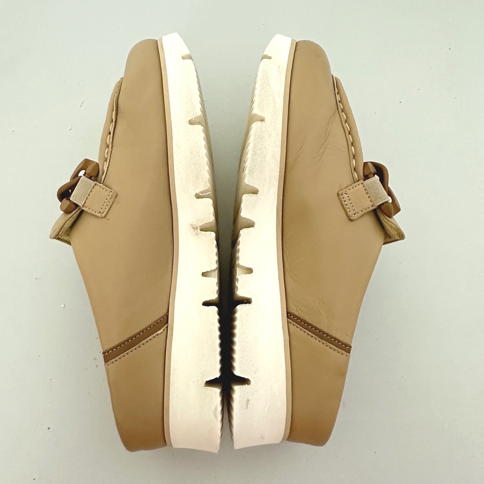 Softwaves Carrie 36.5 EU 6.5 US Tan Leather Chain Platform Mules Neutral Comfort