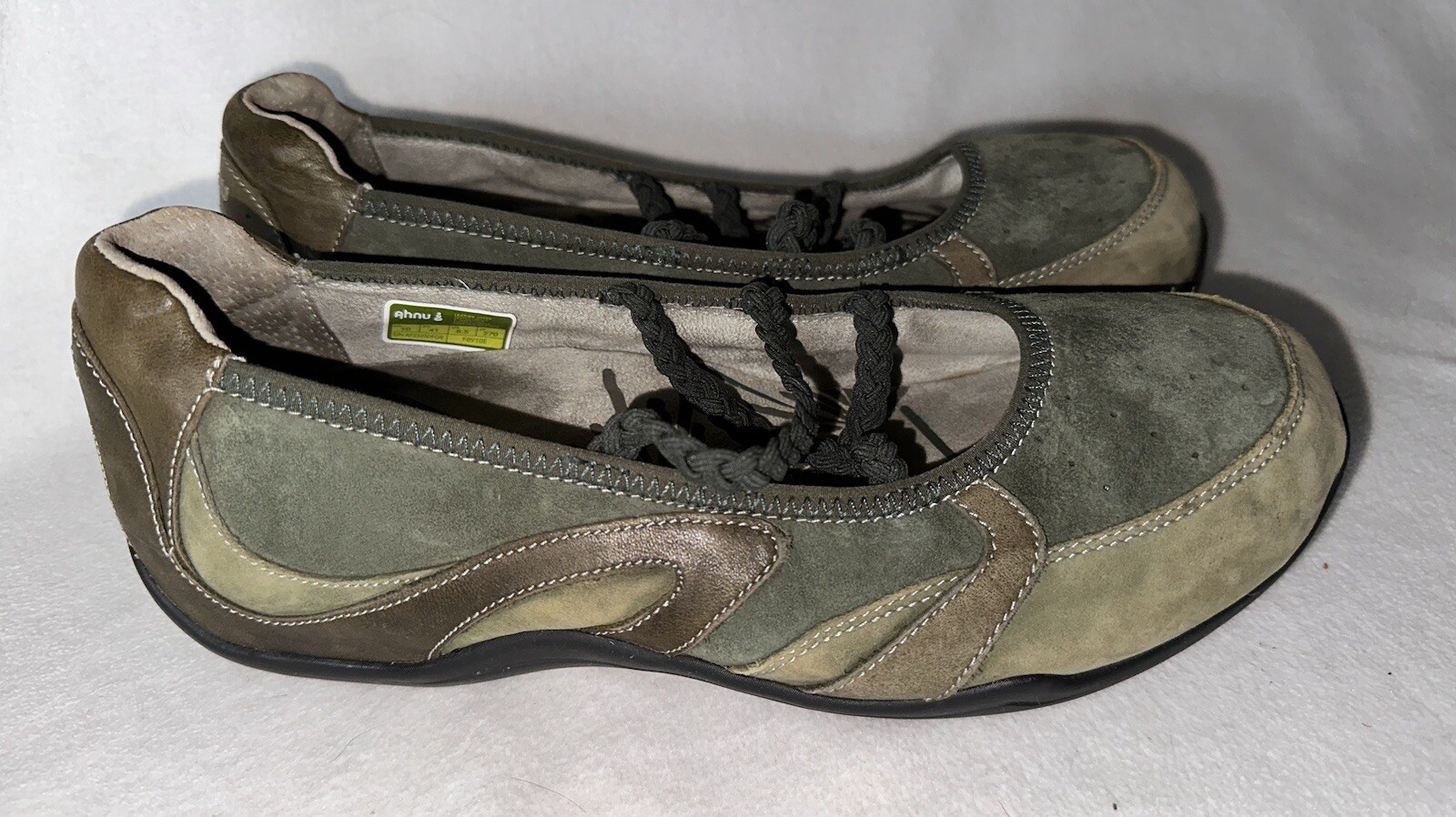 Ahnu Womens Mary Janes Shoes Suede Green Pull On Walking Comfort Flats 10