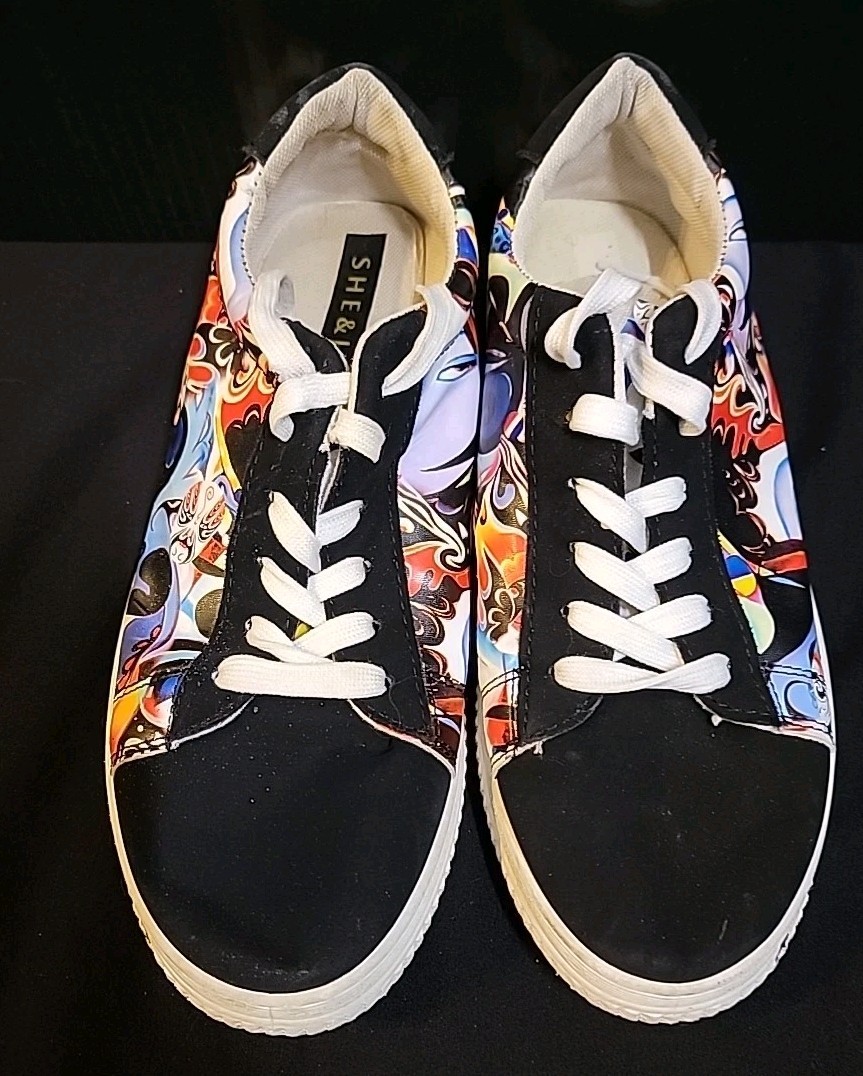SHE & IN Graffiti Clown Print SHOE SIZE 41 US 10 See Photos Size Chart Sneaker