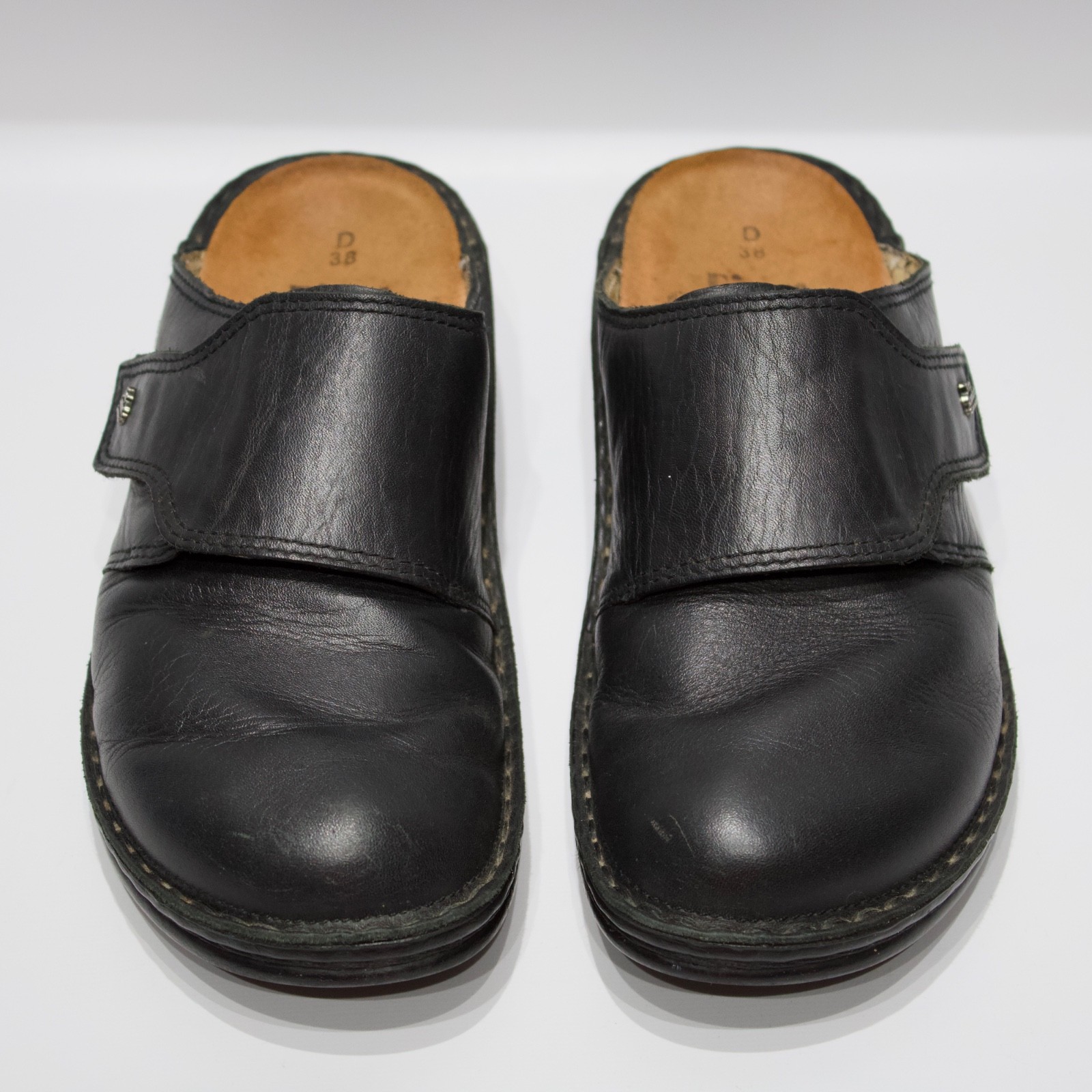 Finn Comfort Made in Germany Black Leather Mule Women ~ Size 7.5 D Wide (38D EU)
