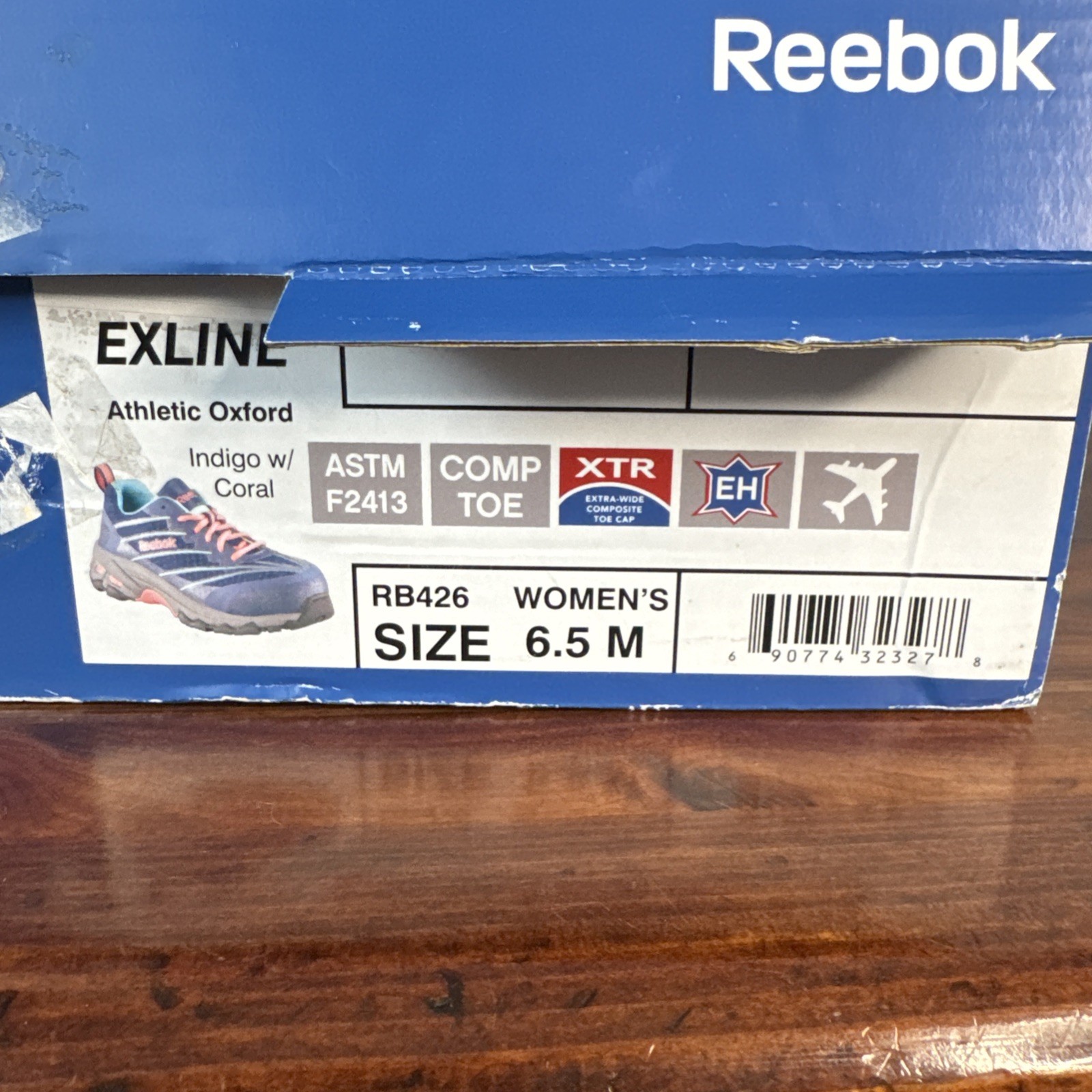 Reebok Composite Safety Toe RB426 W6.5 Exline Athletic Oxford Indigo Coral Shoes