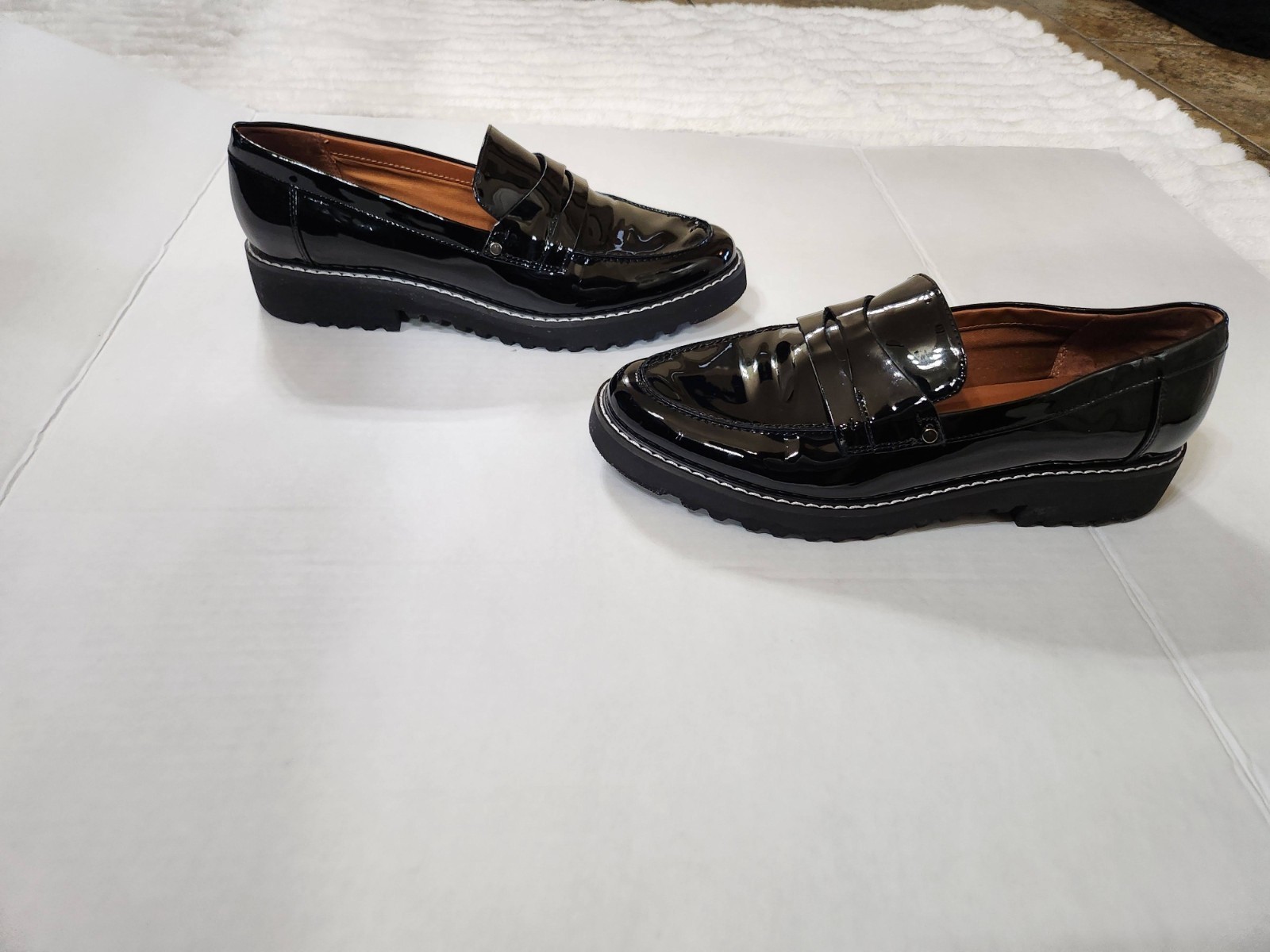 Franco Sarto Cassandra Black Patent Leather Women’s Shoes 9M Penny Loafer