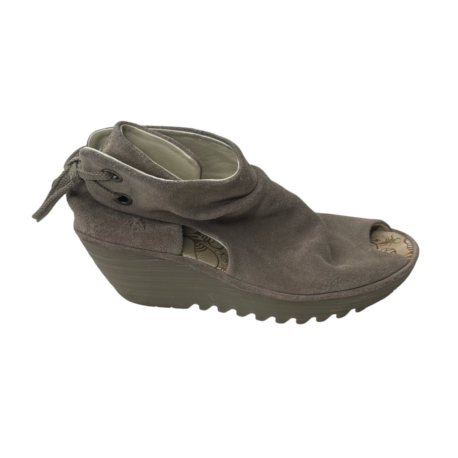 Fly London Yema Womens EUR 41 US 10 Ankle Bootie Wedge Heel Laced Back Suede