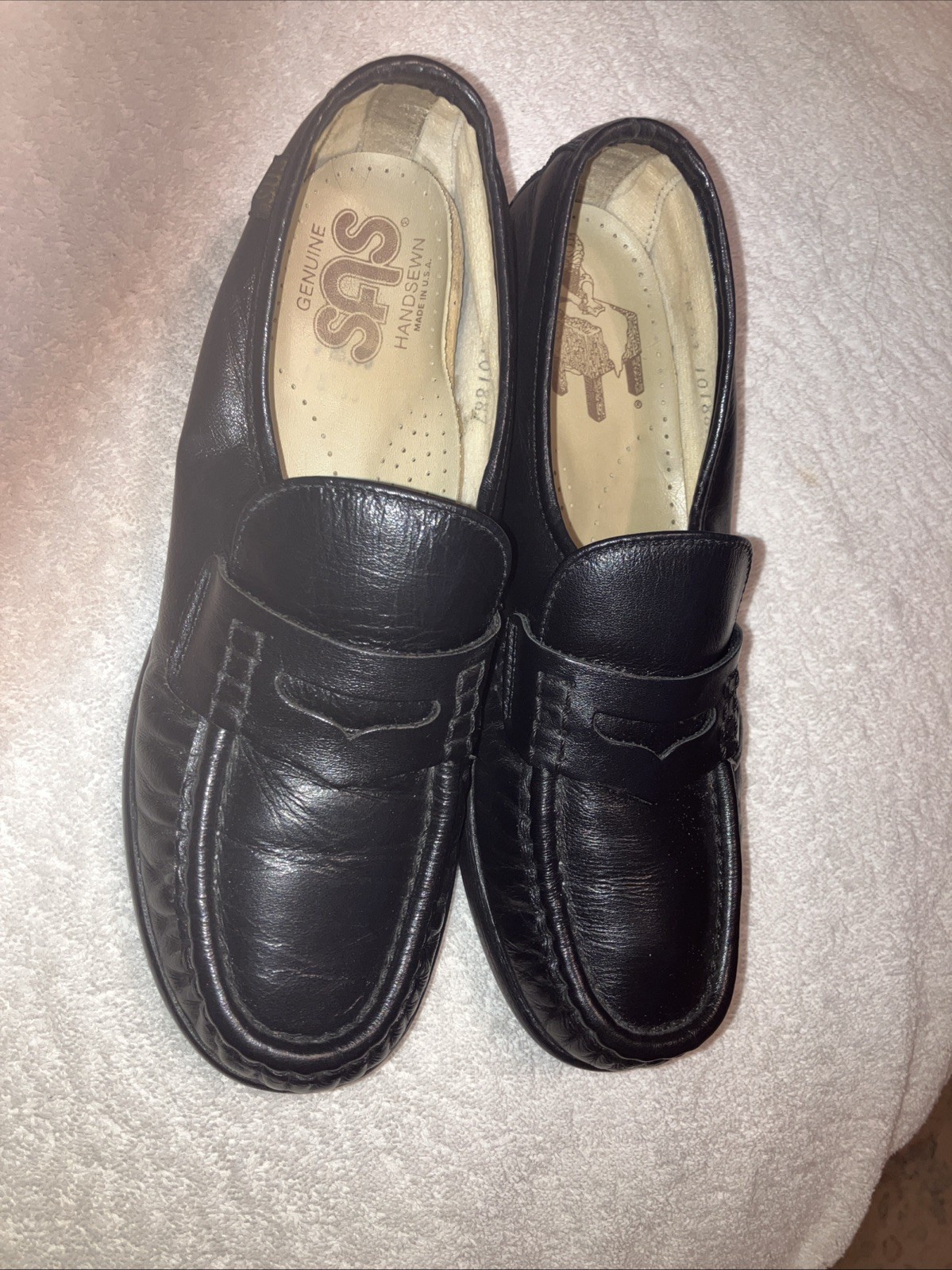 SAS Shoes Genuine Handsewn Black Leather Classic timeless Loafers EXC Condt sz 7