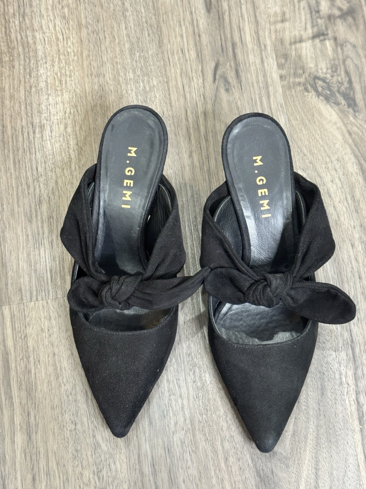 M.Gemi Black Bow Kitten Heel Mules 35 US5 Balletcore Quiet Luxury Coquette Italy