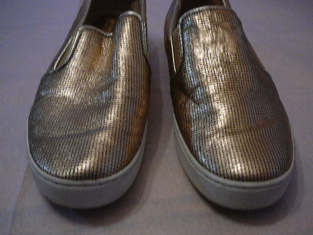 Michael Kors Women’s Leather Metallic Gold Spotted Slip On Shoes Sneakers-Sz 5M