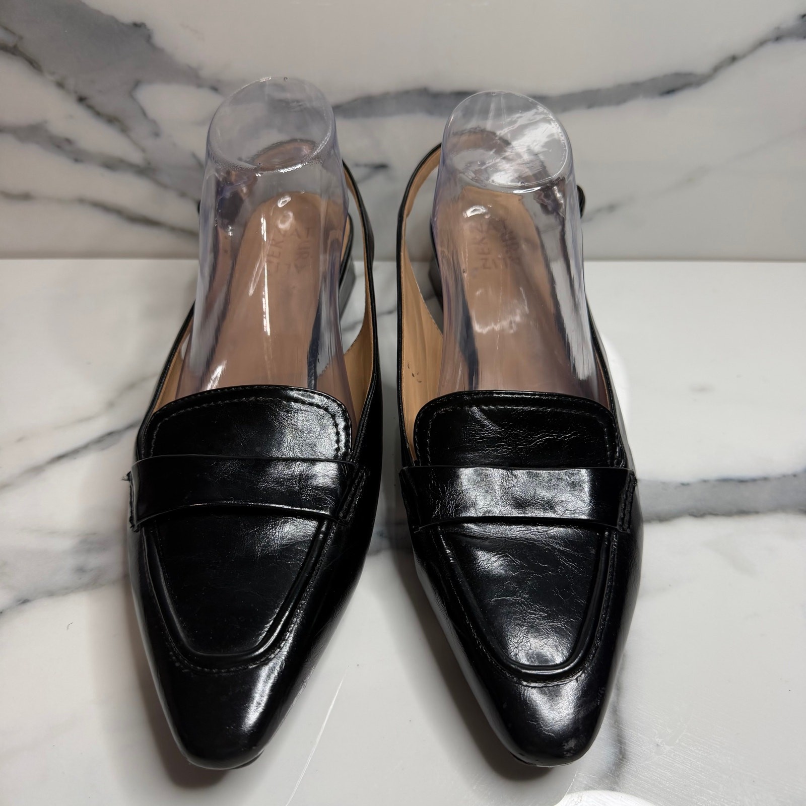 Naturalizer Wmns Black Faux Leather Garner Slingback Loafer Sz 10 Classic Preppy