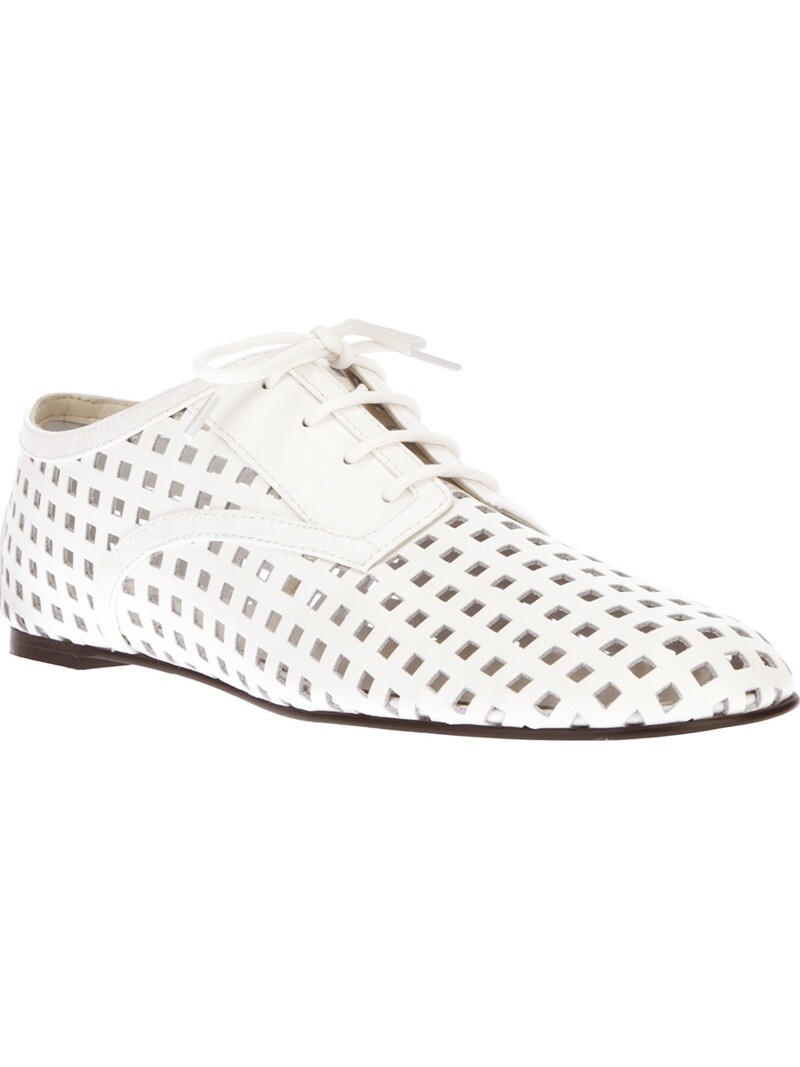 JIL SANDER Navy Womens Laser Cut Leather Lace Up Oxford Derby Shoes SZ 35 5 lux