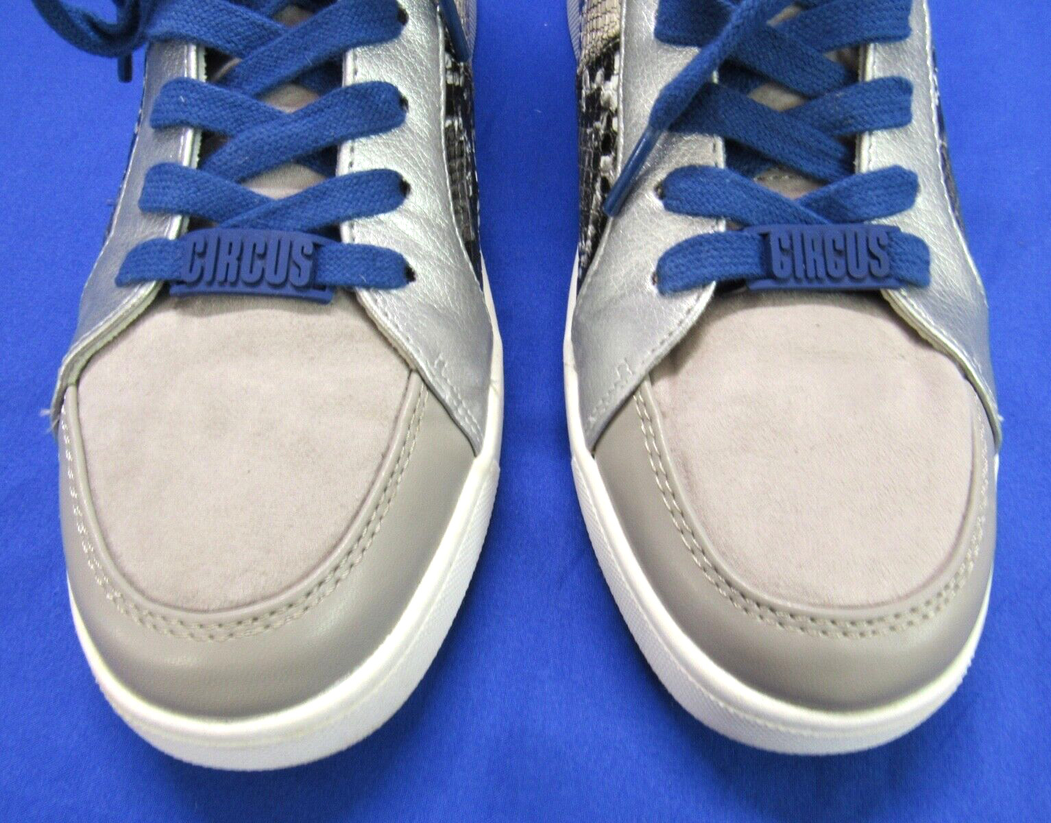 CIRCUS Sam Edelman DESZI Gray SNAKE PRINT Lace-Up MID-TOP Fashion Sneakers Sz 8M