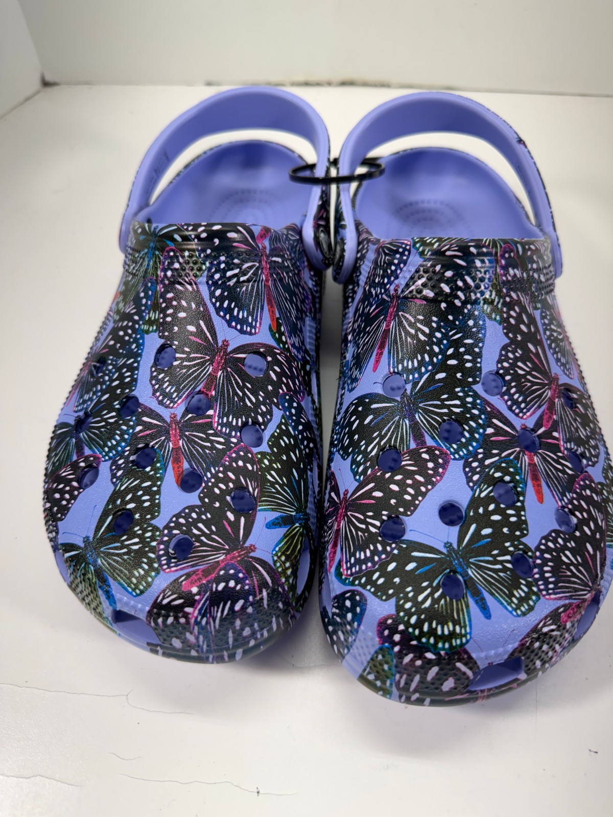 Crocs Classic Butterfly Clogs Womens 11 Moon Jelly Multi Slip-On Comfort NWOT