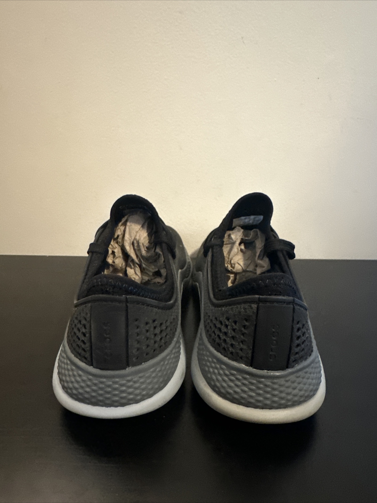 Crocs Womens Literide 360 Pacer Sneakers Size 7 Black Rubber Mesh Lace Up 206705