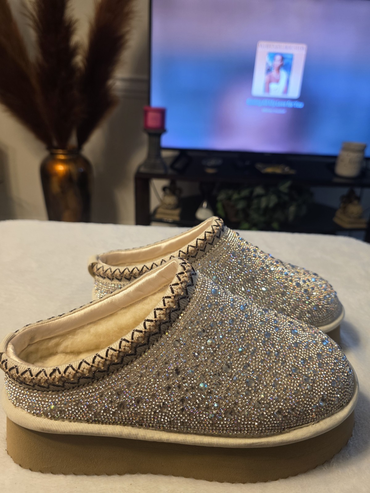 Hey Girl by Corkys Women’s Silver Rhinestone Slip-On Shoes US 8