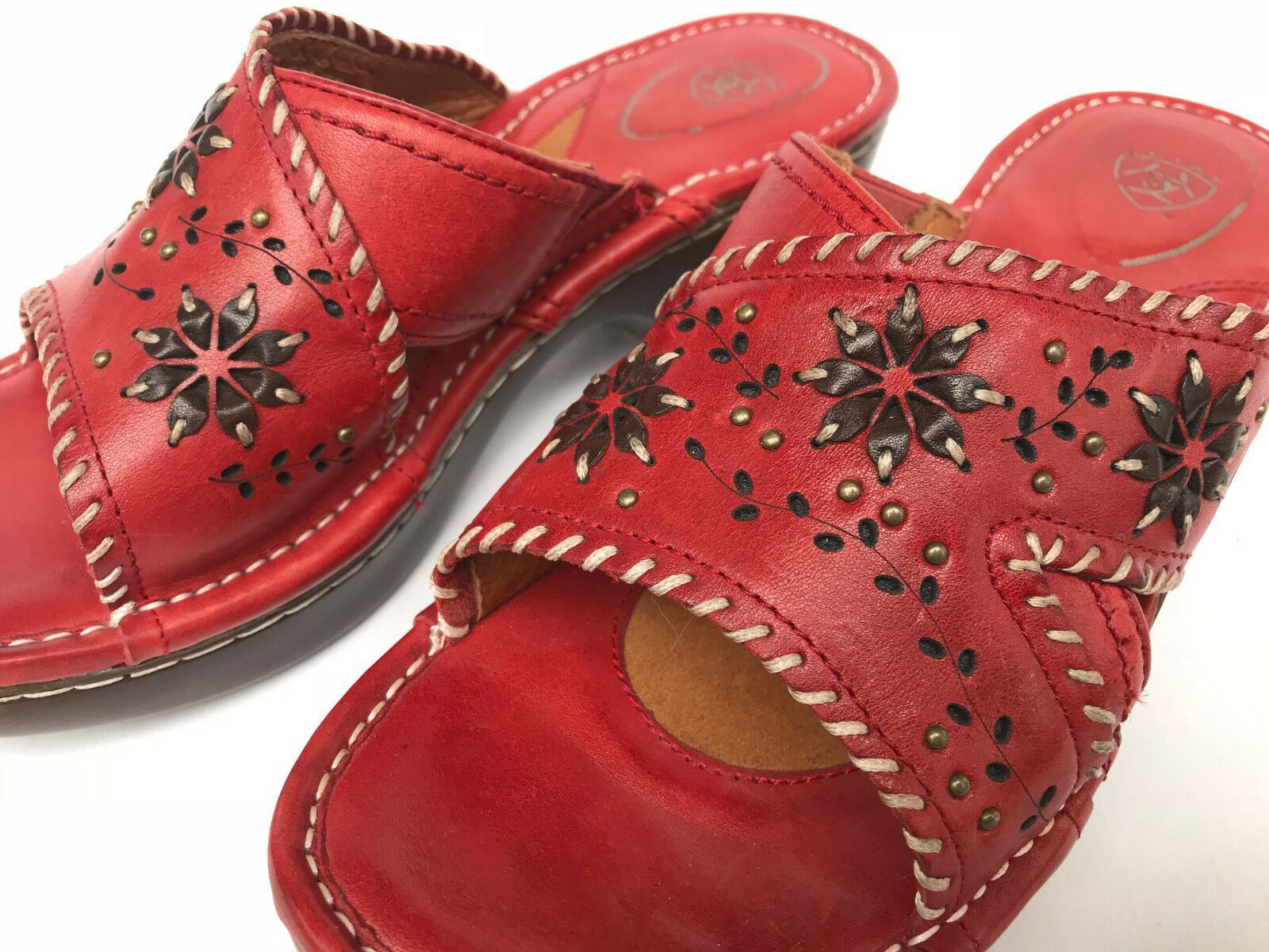 Ariat 10009323 Bella Slide Chili Red Slip-On Sandals Clogs Shoes Womens US 8.5 B