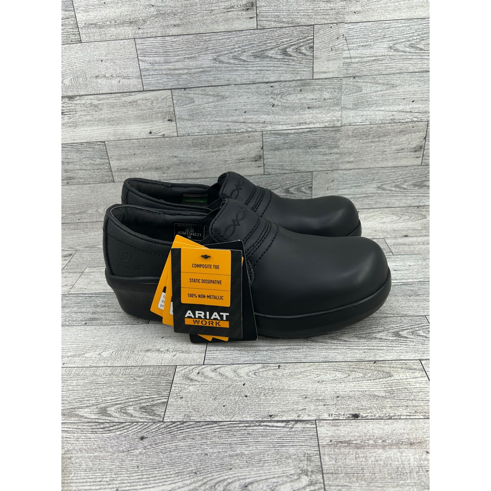 Ariat Safety Clog Women SD Composite Toe Black Leather Work Shoes 10011976 8.5C