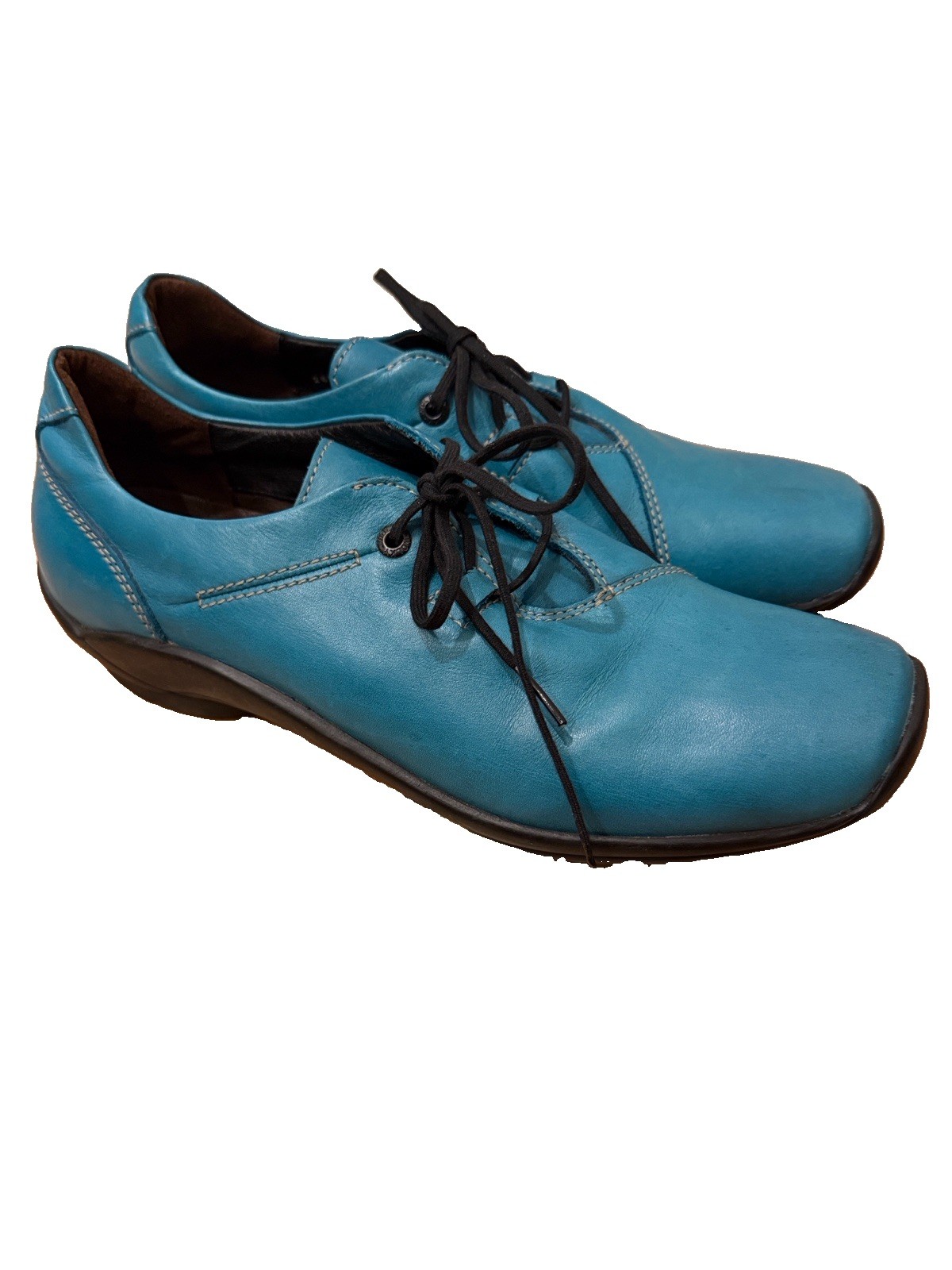 Wolky Rosa Leather Shoes Comfort Oxfords Peacock Teal blue Women Sz 42 11 EUC