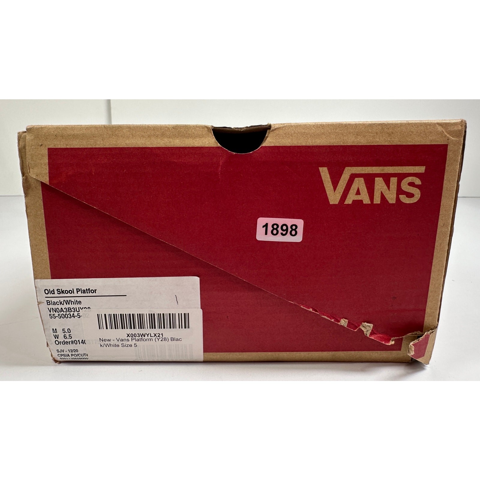 VANS UNISEX SHOES OLD SKOOL PLATFOR SNEAKER BLACK/WHITE SIZE M5 W6.5 NIB #024S