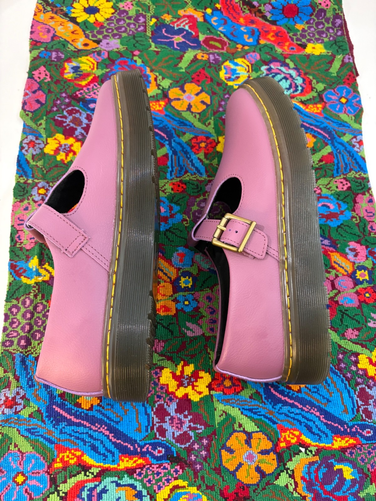 Doc Martens Women’s Pink Leather Zavala Mary Jane Buckle Hipster BOHO SZ 10 NWOB