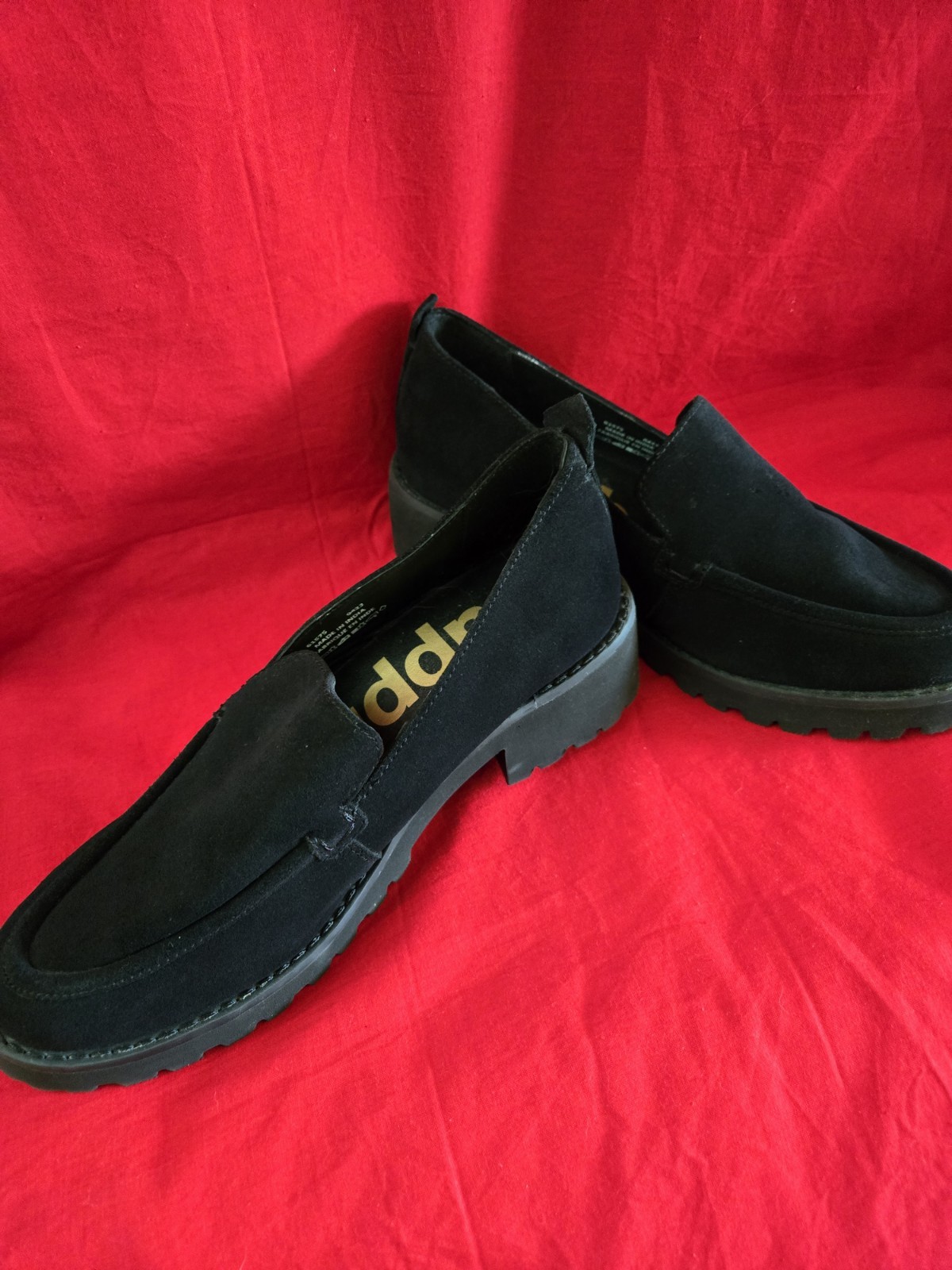 Hush Puppies Suede Loafer Block Heel Women’s Sz Wide 8 Comfort Style