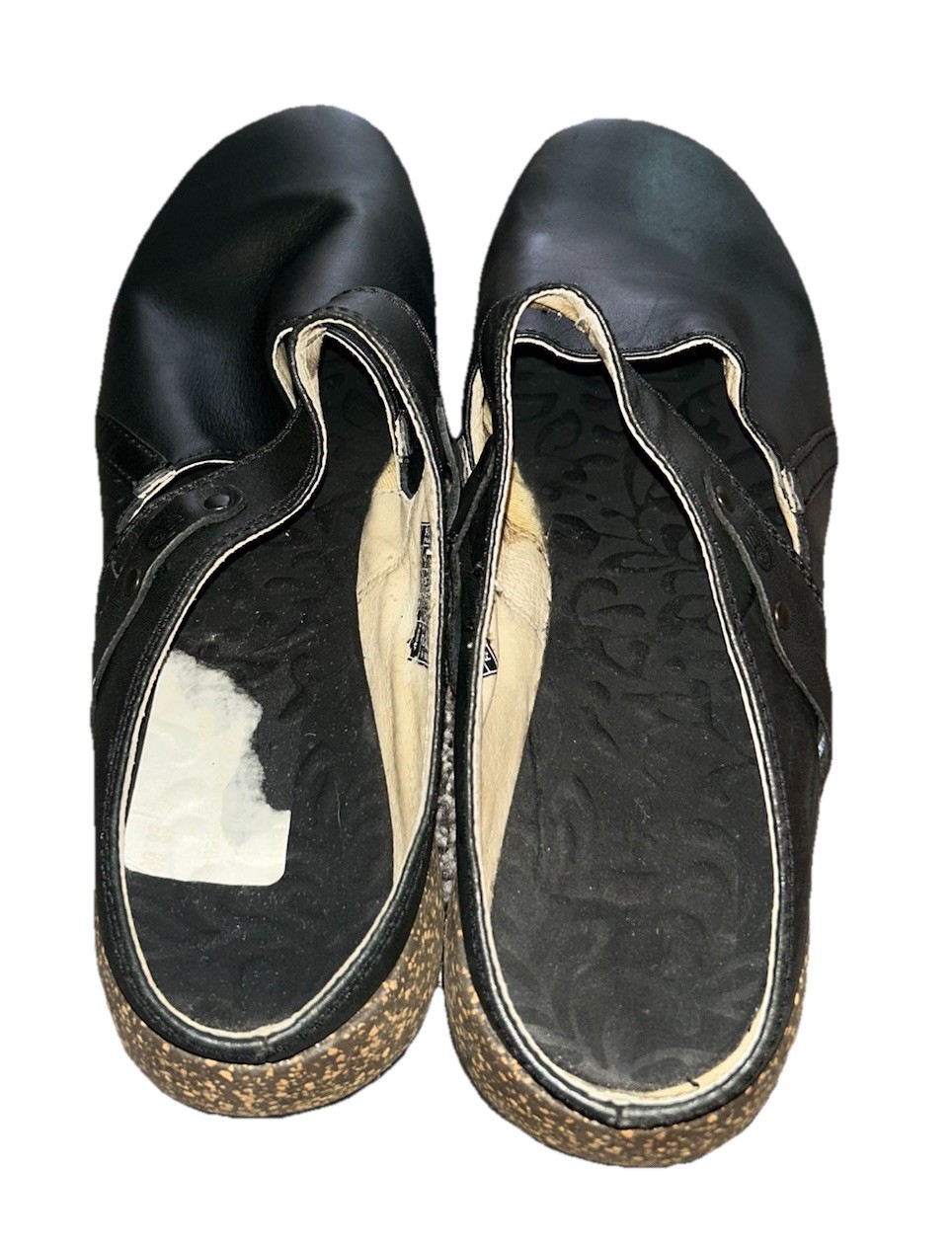 Womens Teva Delavina Black leather mules Clog Sz 8.5
