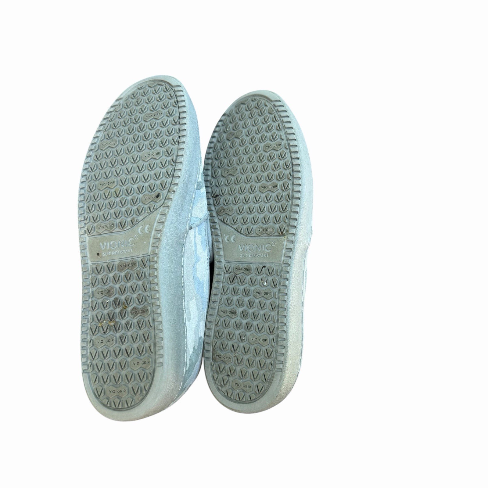 Vionic Pro Women Avery Vio-Grip Blue Gray Camo Slip Resistant Shoes Suede Sz 8