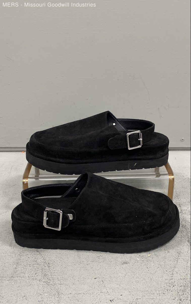 Madden Girl Grahamm Black Suede Textile Platform Backstrap Clogs Women’s Size 9