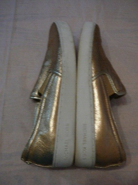 Michael Kors Women’s Leather Metallic Gold Spotted Slip On Shoes Sneakers-Sz 5M