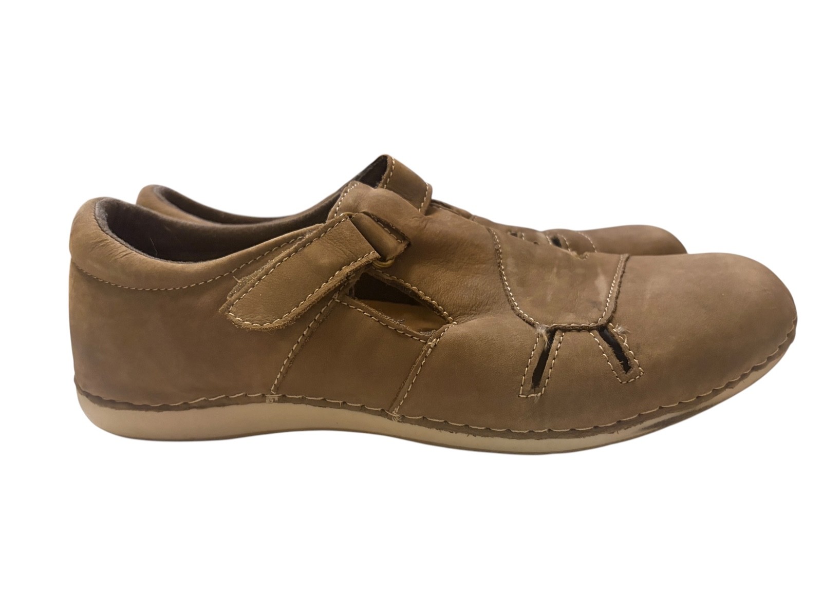 Earth Origins Leather Adjustable Slip-Ons Penny Shoes Arch Support SZ 9.5W