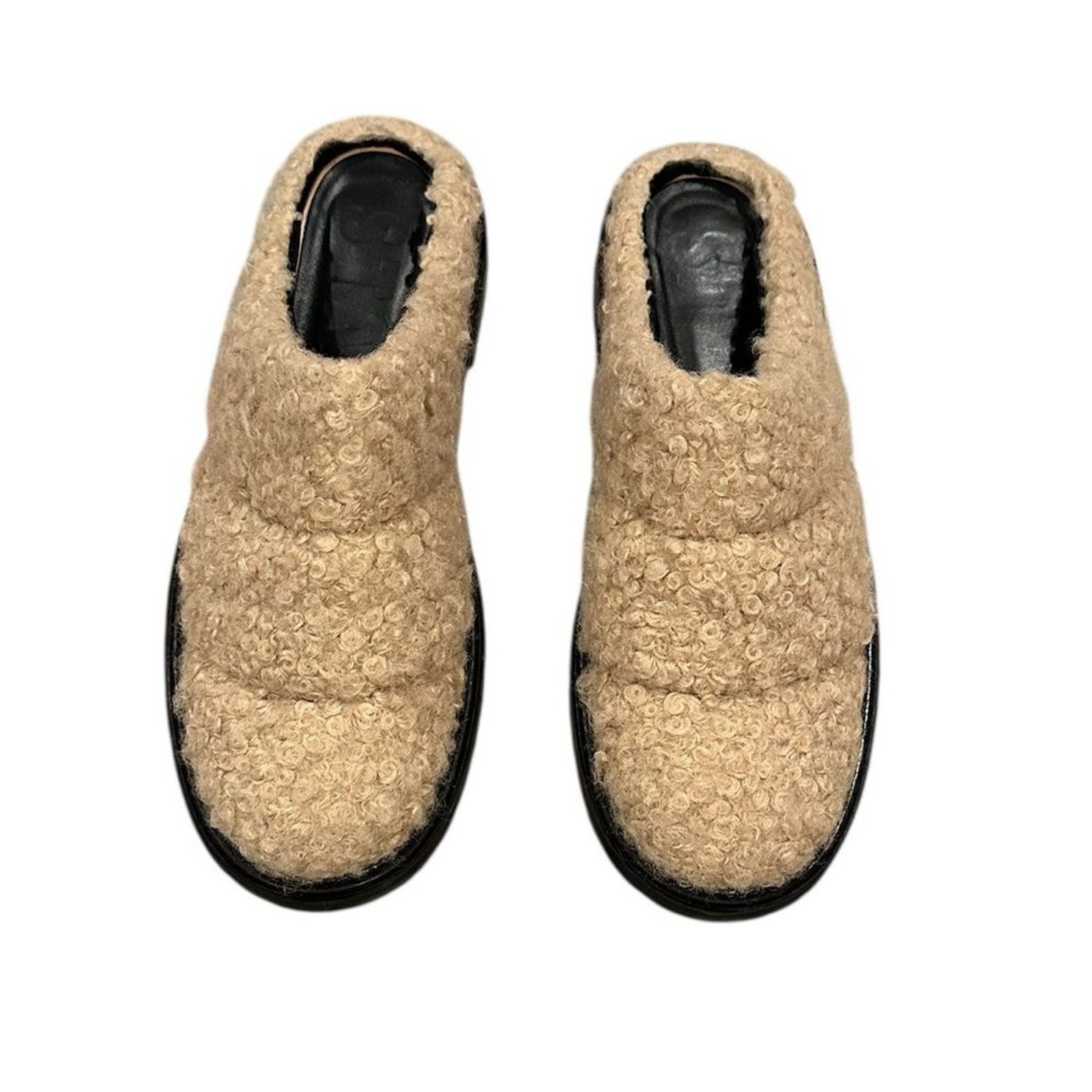 STAUD Astro Mule Clog Lug Sole Quilted Sherpa Shearling Slip On in Doe 9