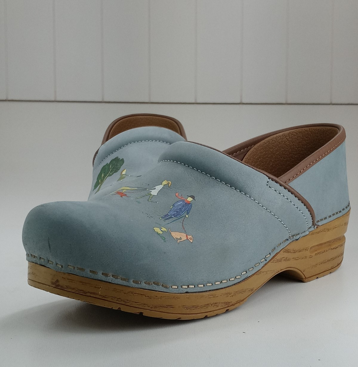 Dansko Twin Pro Dog Walkers Milled Nubuck Women’s Clogs Blue/Brown Sz 40/9-9.5