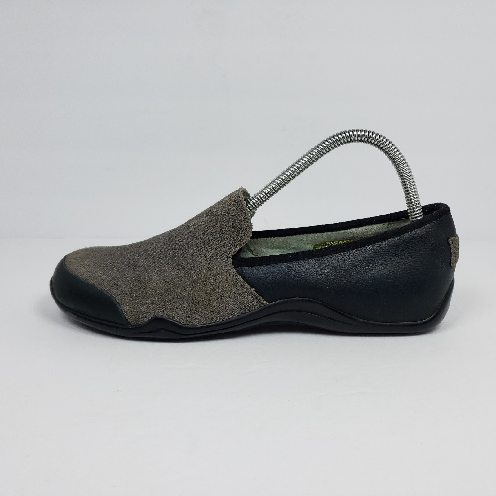 Ahnu Penny Pro Womens Size 8.5 Gray Black Suede Leather Slip On Loafer Shoes