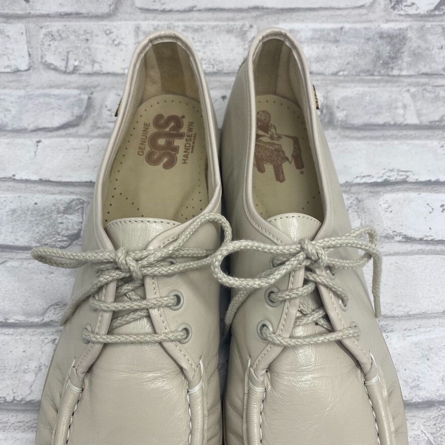 SAS Women’s Bounce Moc Toe Lace Oxford Comfort Walking Duty Shoe (Bone)