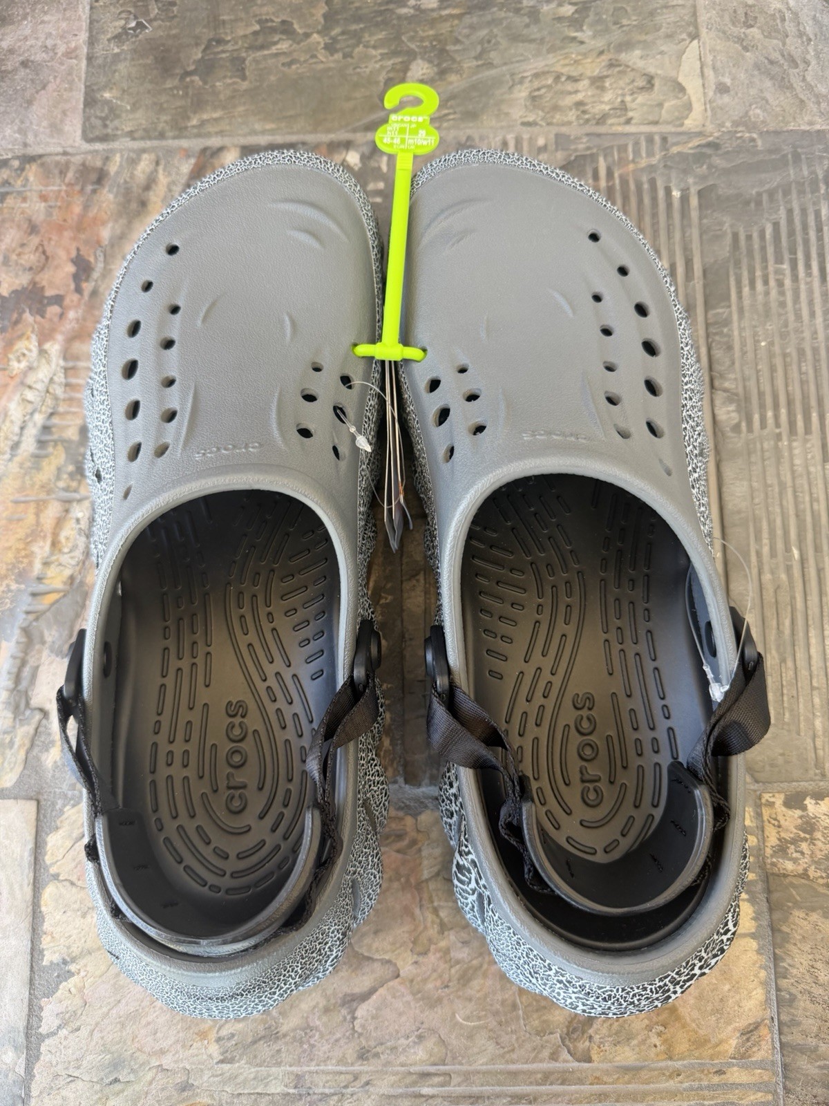 Size 11 – CROCS Echo Crackle Mens Womens Clog Slate Grey 211630-0DA
