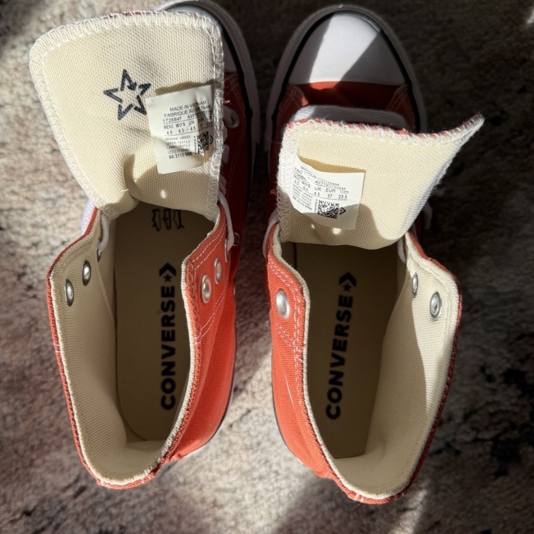 Converse High Top Orange Sneakers Chuck Taylor All Star Shoes Unisex W 6.5 M 4.5